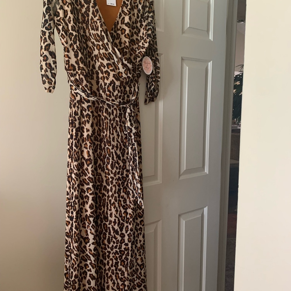 Leopard print maxi length petite size PL new with tags dress